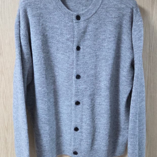 (착샷) 더니트컴퍼니 알파카 블렌드 라운드 니트 가디건