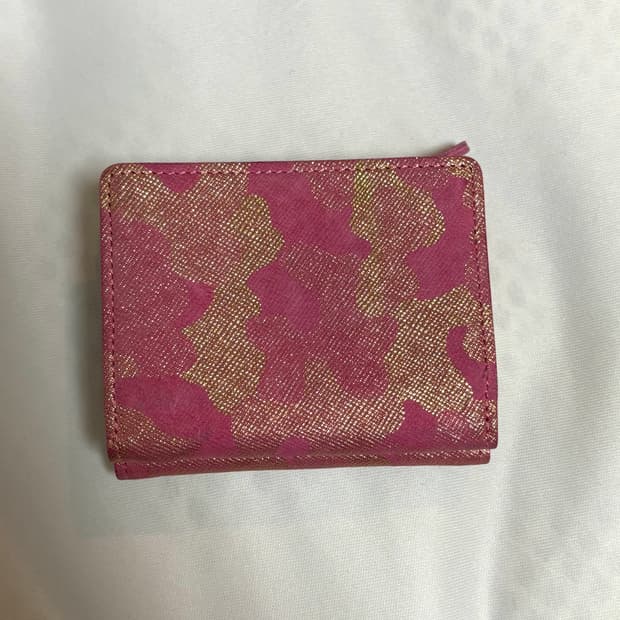 카모 핑크 골드 패턴 삼단 반지갑