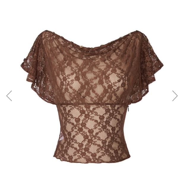 toomuchtax lace button top brown (M)