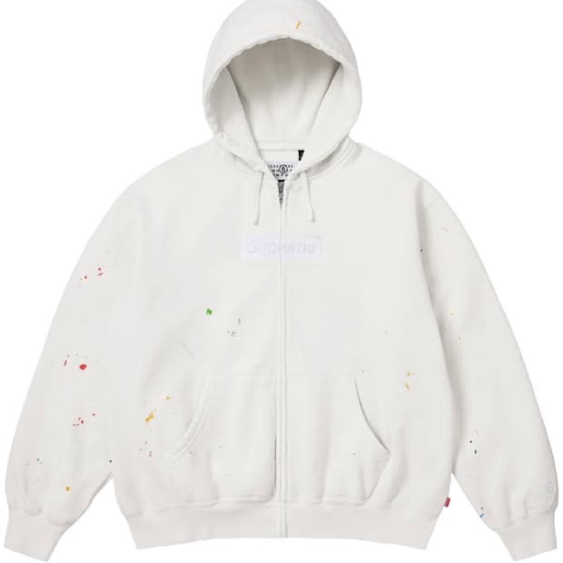 슈프림 x MM6 메종 마르지엘라 박스로고 집업 후드 스웨트셔츠 화이트