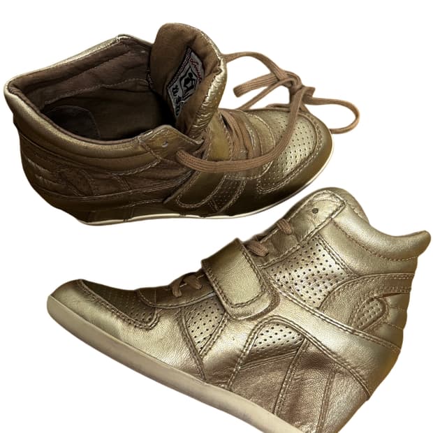 ASH 보위 웨지힐 하이탑스니커즈 메탈릭골드