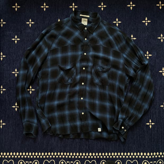 bedwin 베드윈 옴브레 체크 레이온 셔츠