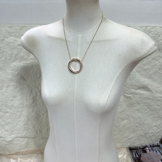 빈티지 로즈골드톤 링 쿠바체인 목걸이