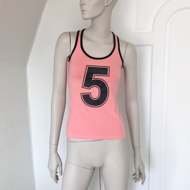 Pink Sports Tank Top with Number 5 Print
