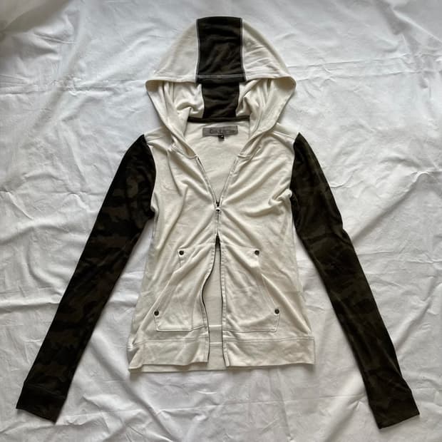 Cookjeans 아카이브 스터드 2way 배색 카모 후드집업 락시크