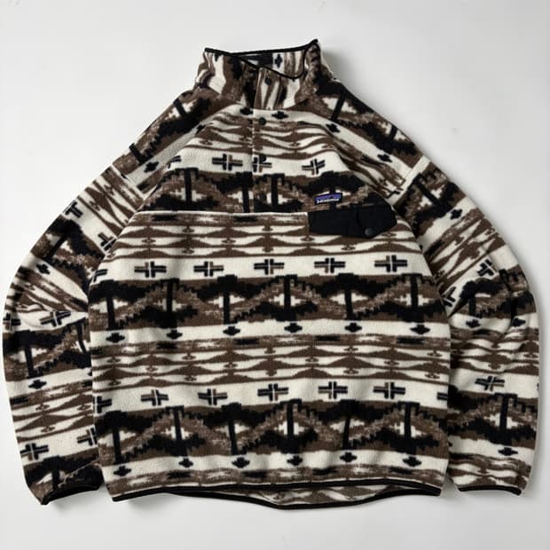 [XL] 10s 파타고니아 신칠라 스냅티 플리스 풀오버 (브라운 아즈텍)