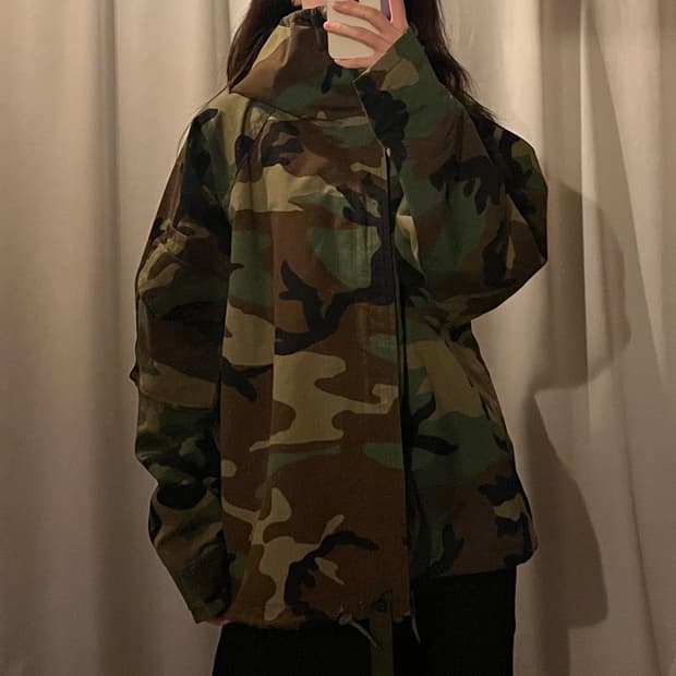미군1세대 밀리터리 카모 후드 자켓
