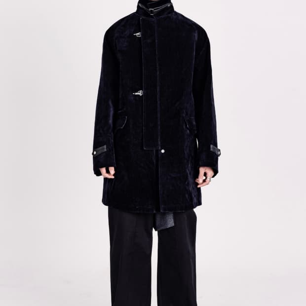 HACIENDA Leather-Trimmed Velour Coat