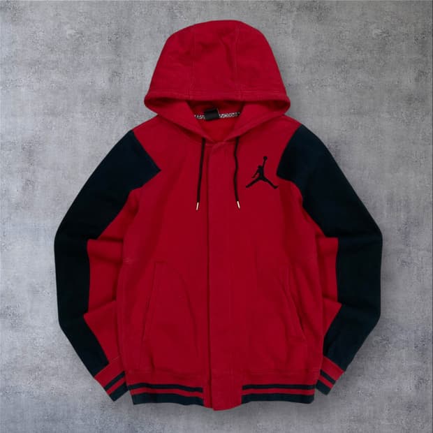 조던 레드 배색 스몰 로고 후드 자켓