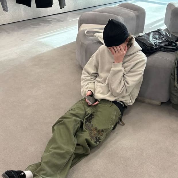 빈티지 러셀 애슬래틱 크림베이지 후드