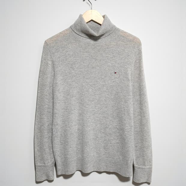 100)Tommy 타미힐피거 캐시미어 터틀넥 니트 그레이