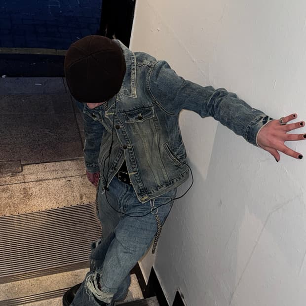 Vintage 워싱 데미지 청자켓