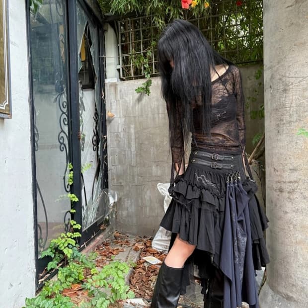 오즈크로스 오즈온 고딕 y2k 디테일 롱스커트