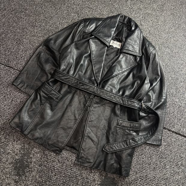 Fontelli 아카이브 양가죽 트렌치 벨티드 레더 자켓 3354