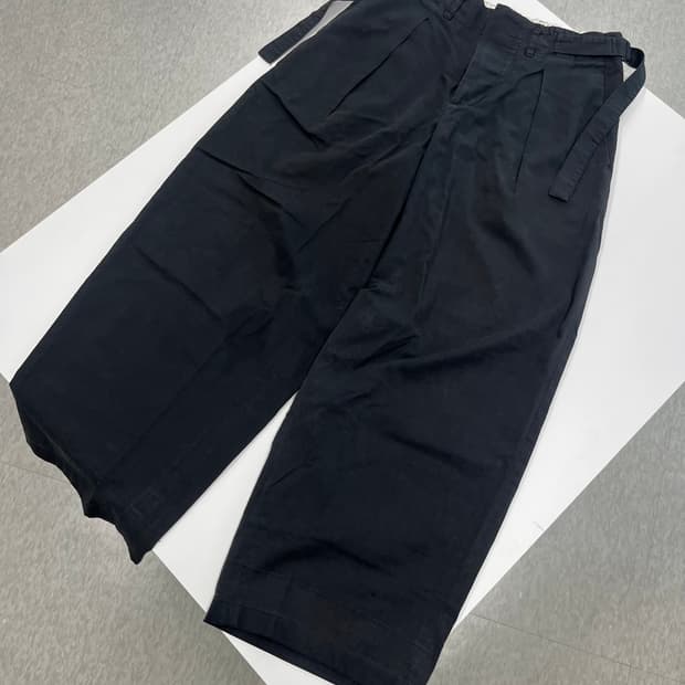 폴리테루 벨티드 와이드 팬츠