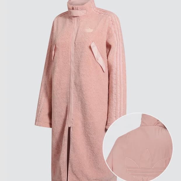 리버시블 아디다스 롱 쉐르파 플리스 코트 핑크 XL