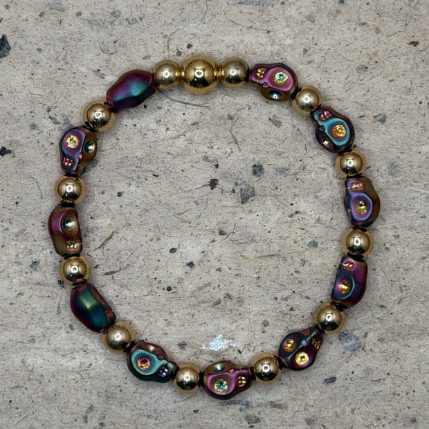 Hematite Skull Bracelet #4