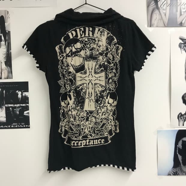 Punk mood double collar halfsleeve