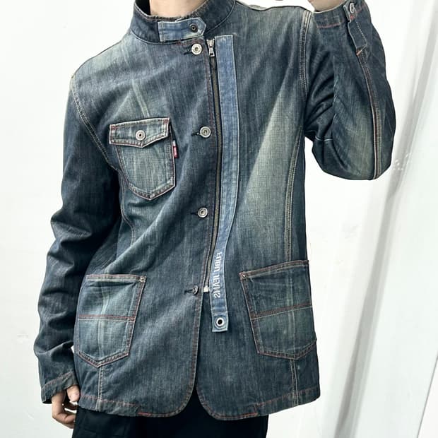 후부 데님 사파리 자켓