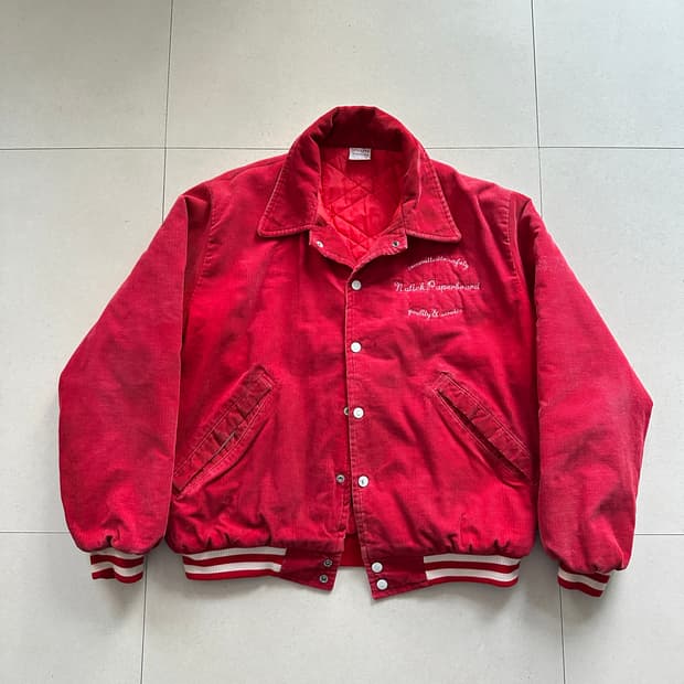 70s USA Birdie 코듀로이 바시티 자켓 레드 L