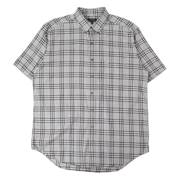 버버리 그레이 노바체크 하프 셔츠