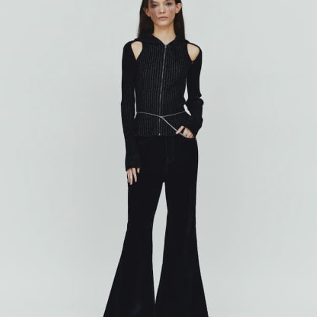 다이애그널 VELVET TEXTURE DENIM PANTS (black)