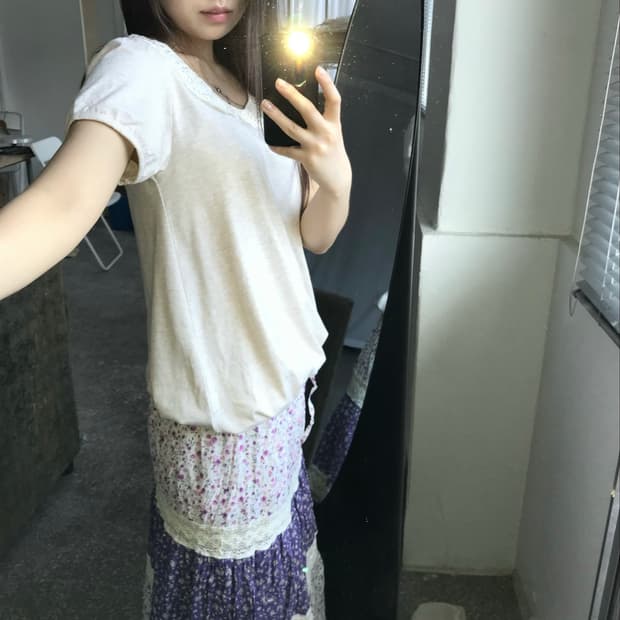 THEORIA 레이스 카라 티셔츠 
