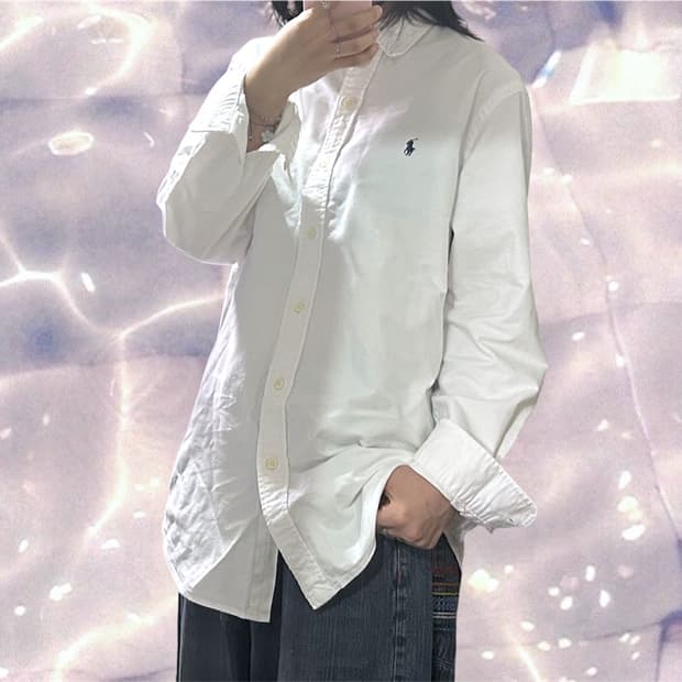 폴로 랄프로렌 신형 솔리드 셔츠 화이트 M