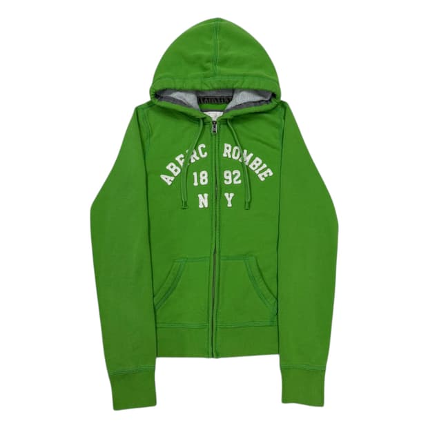 아베크롬비 Y2K 스펠로고 기모 후드집업 그린 M