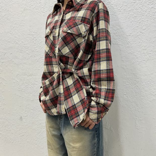 이자벨마랑 링클 체크 플란넬 셔츠 