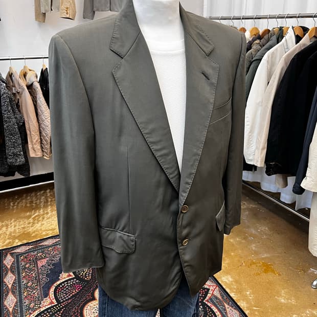 랑방 울 테일러드 자켓 카키 그레이