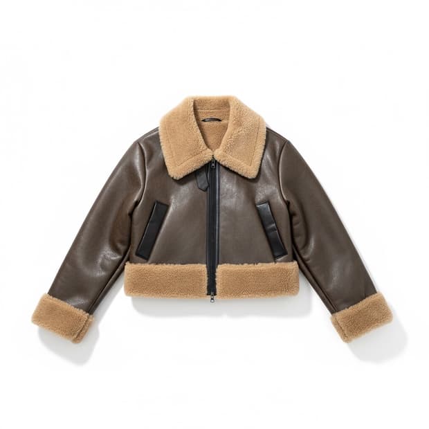 보헤미안서울 하이 넥 숏 무스탕 브라운 