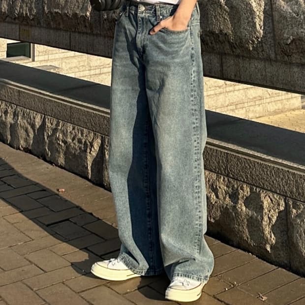 왓어룩 로스 월렛 와이드 데님 연청 M