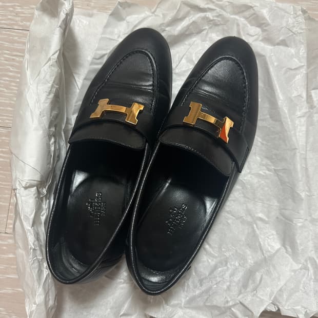 [풀박] 에르메스 파리로퍼 블랙 금장 35