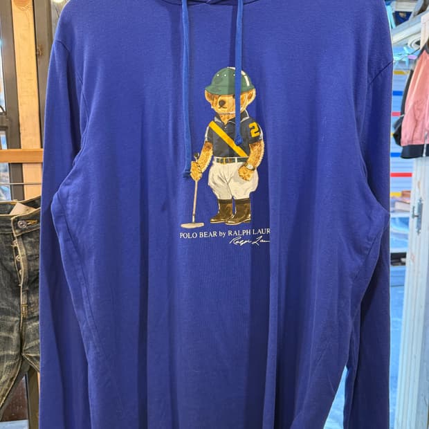 폴로 랄프로렌 베어 후드티 블루