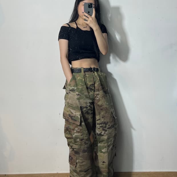 빈티지 미군 카모 카고 바지 34