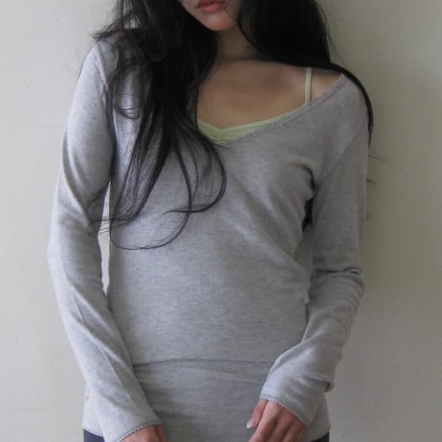 샵페어리 [fe.3] iris long top (melange grey)