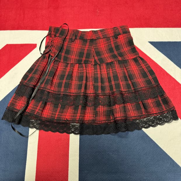 펑크 코르셋 체크스커트