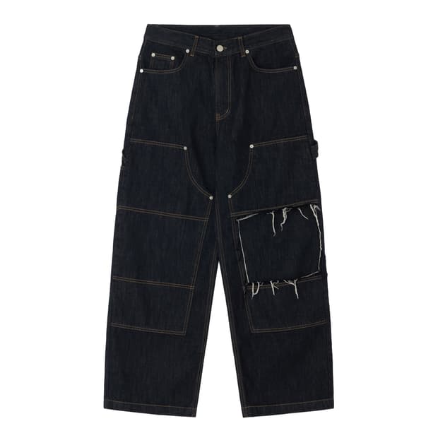 [1] 신더 인디고 커팅니 팬츠