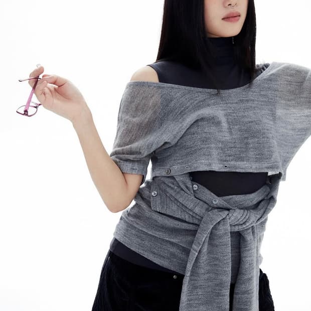 WOOL BUTTONS KNIT TOP / ECRU