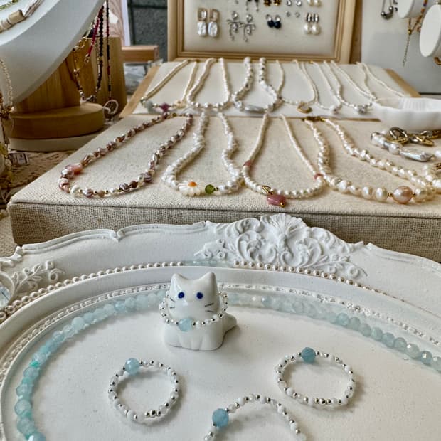 모두가 예쁘다고 한 아쿠아마린 비드반지🩵💍🤍