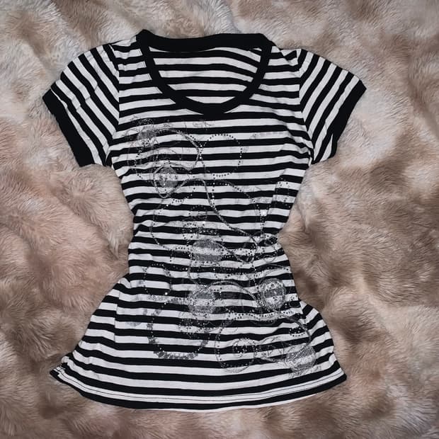 Y2k 오네갸루 갸루 큐빅 티셔츠