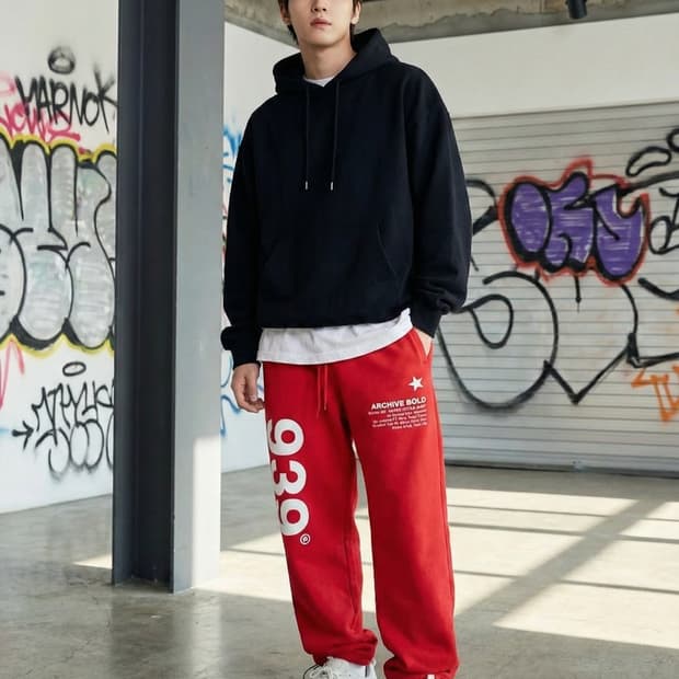 아카이브볼드 939 로고 스트링 스웻팬츠