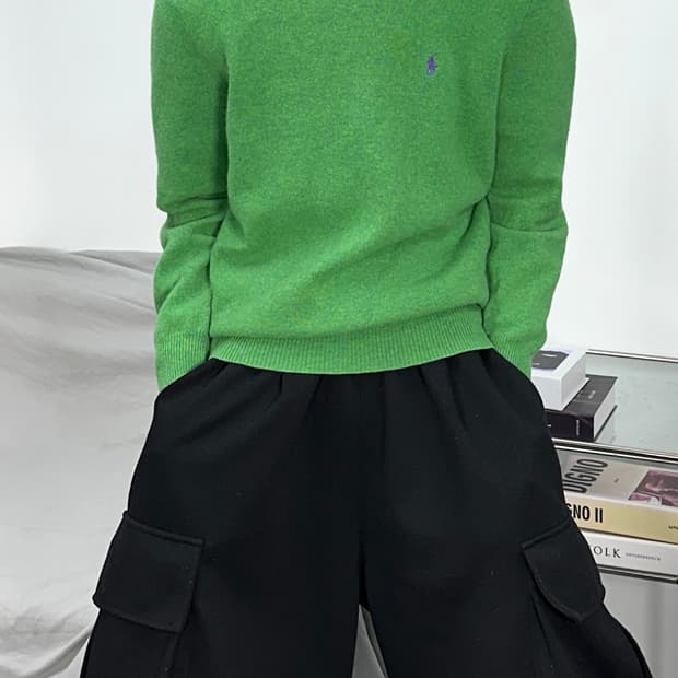 폴로 랄프로렌 퍼플포니 그린 울 니트 XL