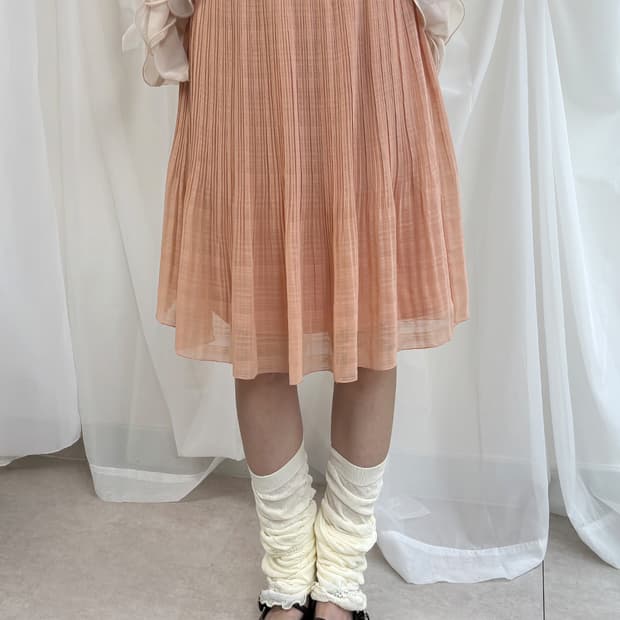 SOUP blush veil pleats midi skirt
