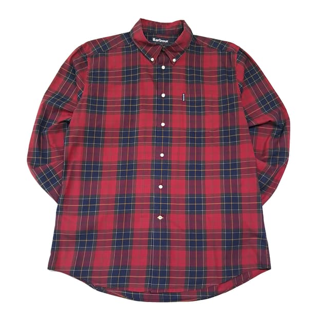 CL373 L 바버 코튼 버튼다운 테일러드핏 레드 셔츠 남방