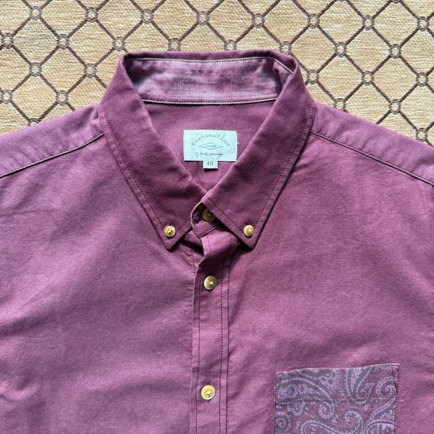 버건디 페이즐리 드레스 셔츠