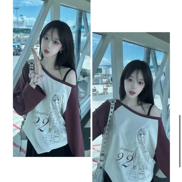 버니앤돌 슈 나그랑 원숄더 티셔츠 와인