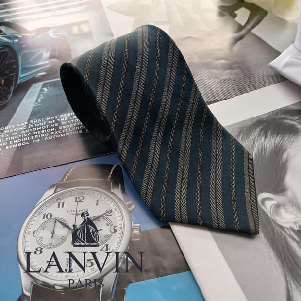 랑방 실크 네이비 스트라이프 넥타이 8.3cm B등급 A18540
