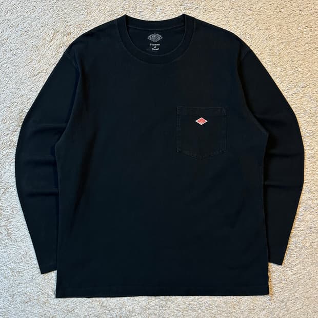 단톤 DANTON 스몰로고 포켓 롱슬리브 긴팔 블랙
